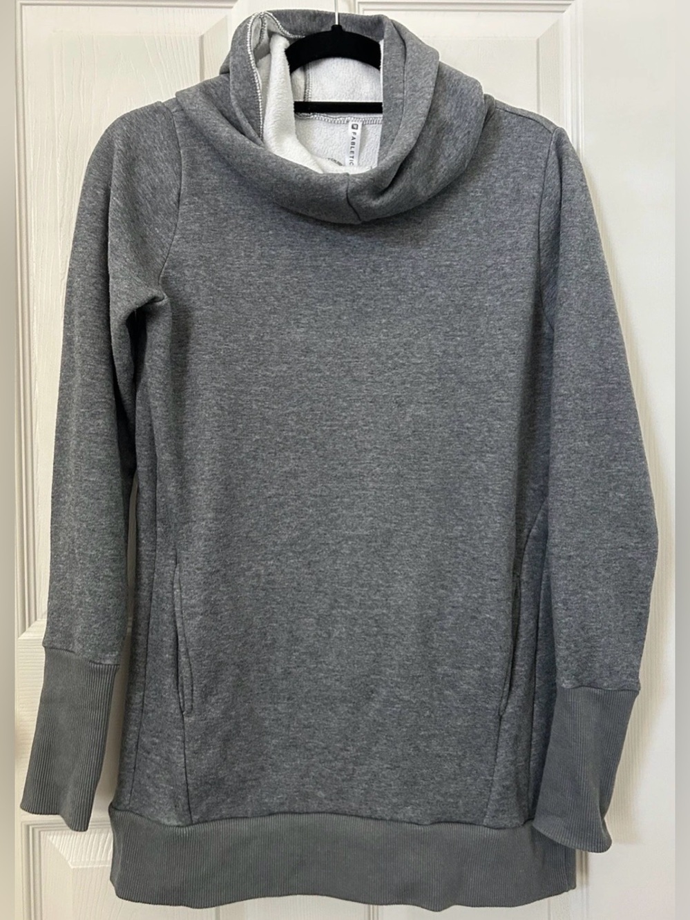 Fabletics Gray Funnel Cowl-Neck Pullover